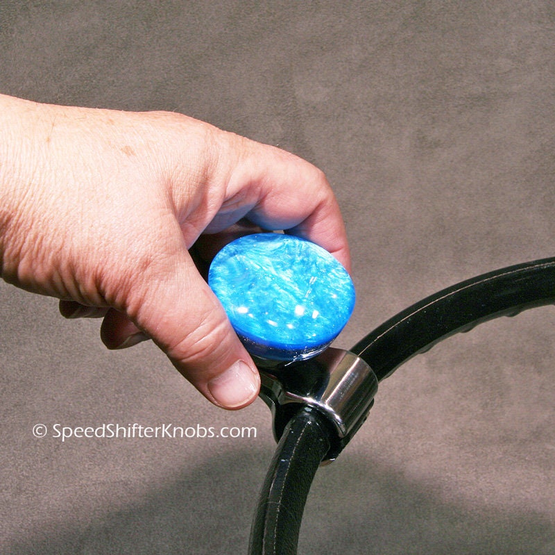 BRODY KNOB, Spinner Knob, Necker Knob, Handmade Marble Blue, or in Any Color Metalflake