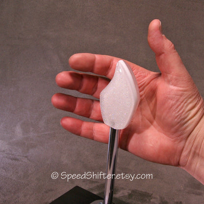 Holographic White Metal Flake Shift Knob for Hot Rod, Rat Rod, Sports Car