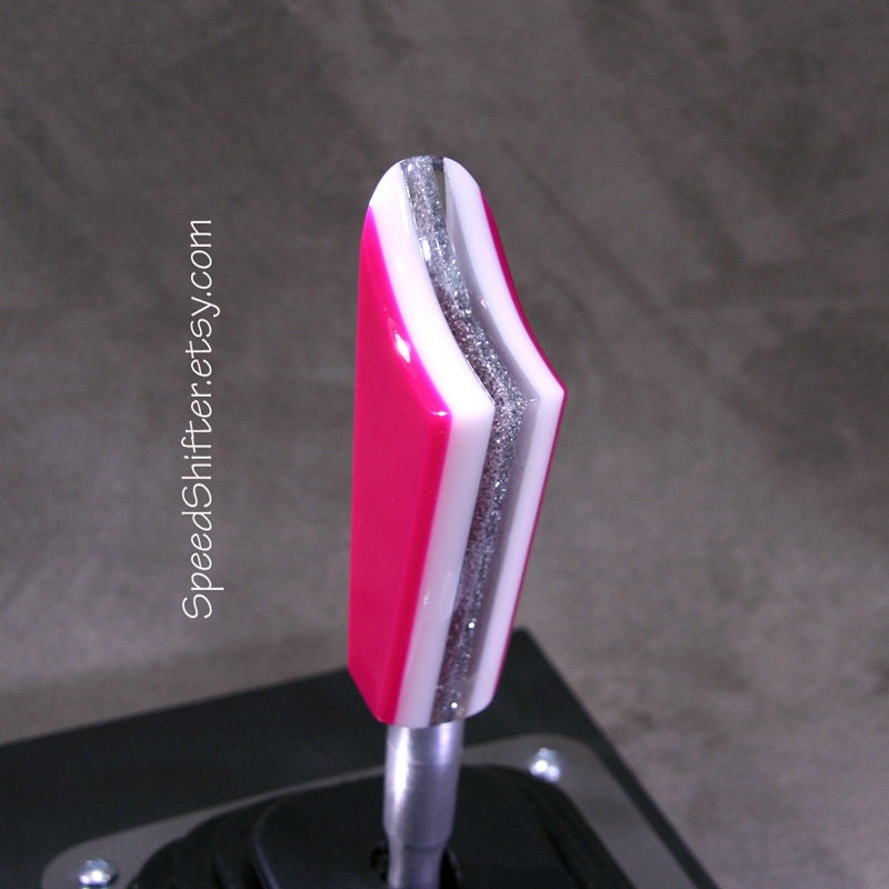Bright Magenta, Silver and White, SHIFT KNOB, For your Hot Rod, Rat Rod, Cool Ride, Sports Car, Fast Car