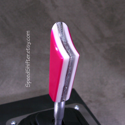 Bright Magenta, Silver and White, SHIFT KNOB, For your Hot Rod, Rat Rod, Cool Ride, Sports Car, Fast Car