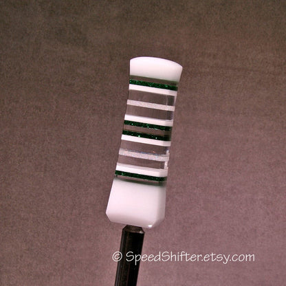 Green and White, SHIFT KNOB  Metallic, Metal Flake, For your Hot Rod, Rat Rod, Cool Ride, Sports Car, Fast Car