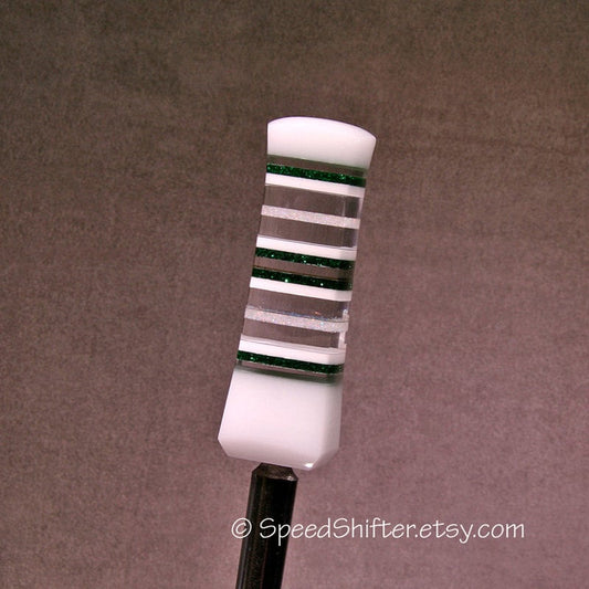 Green and White, SHIFT KNOB  Metallic, Metal Flake, For your Hot Rod, Rat Rod, Cool Ride, Sports Car, Fast Car