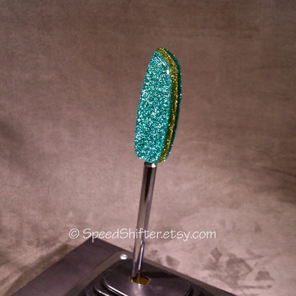 Mint Green and Gold, SHIFT KNOB  Metallic, Metal Flake, For your Hot Rod, Rat Rod, Cool Ride, Sports Car, Fast Car