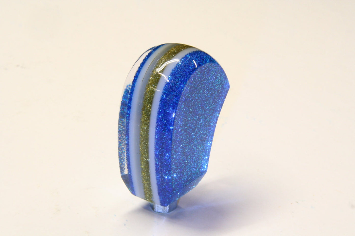Blue Gold Metal Flake Shift Knob: Custom Hot Rod Shifter Handle