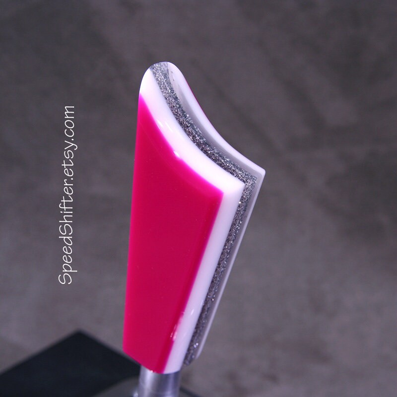 Bright Magenta, Silver and White, SHIFT KNOB, For your Hot Rod, Rat Rod, Cool Ride, Sports Car, Fast Car