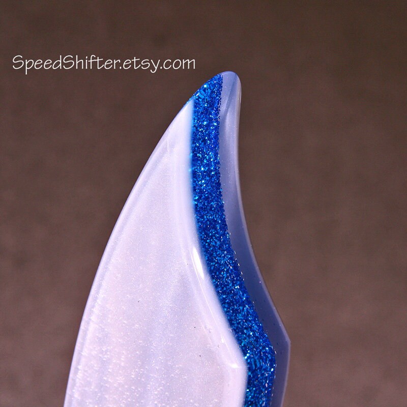 Pearl Silver with Metal Flake Blue SHIFT KNOB.  For your Hot Rod, Rat Rod, Cool Ride, Sports Car, Fast Car