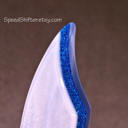Pearl Silver with Metal Flake Blue SHIFT KNOB.  For your Hot Rod, Rat Rod, Cool Ride, Sports Car, Fast Car