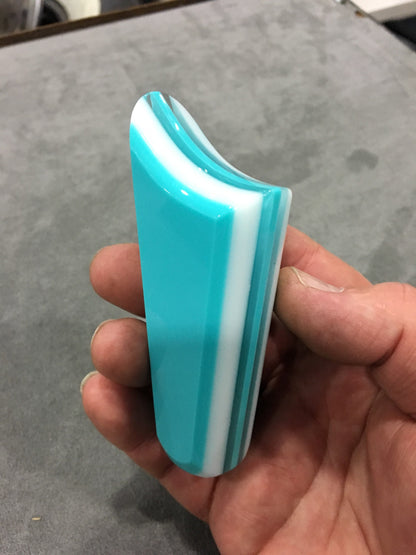 Turquoise with white. SHIFTER KNOB, Universal Fit.  With layers of white and clear.  For your Hot Rod, Rat Rod, Cool Ride, Sports Car