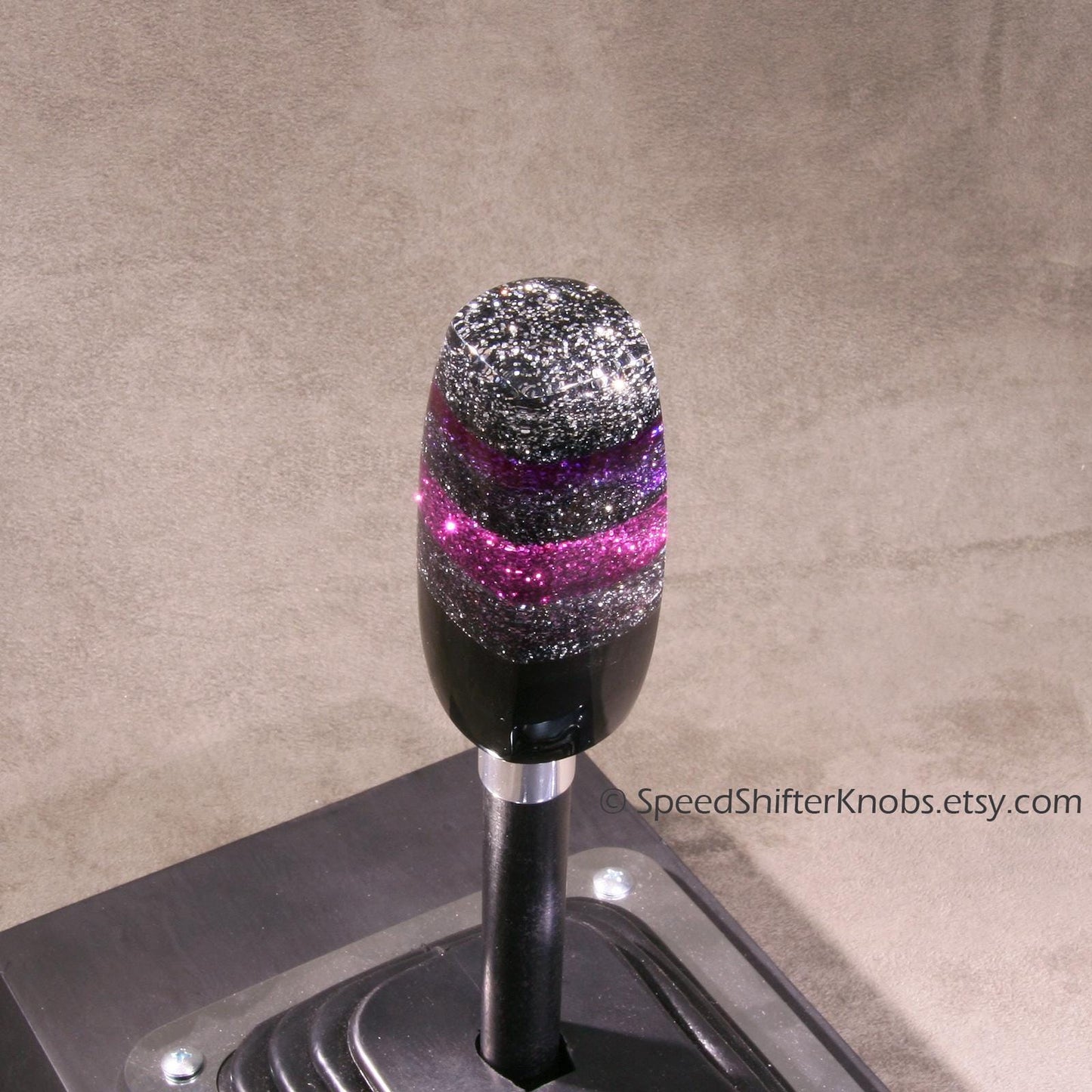 Purple Violet and Silver/Black MetalFlake SHIFT KNOB, Specific Thread or Universal Fit.  For your Hot Rod, Rat Rod, Cool Ride, Sports Car