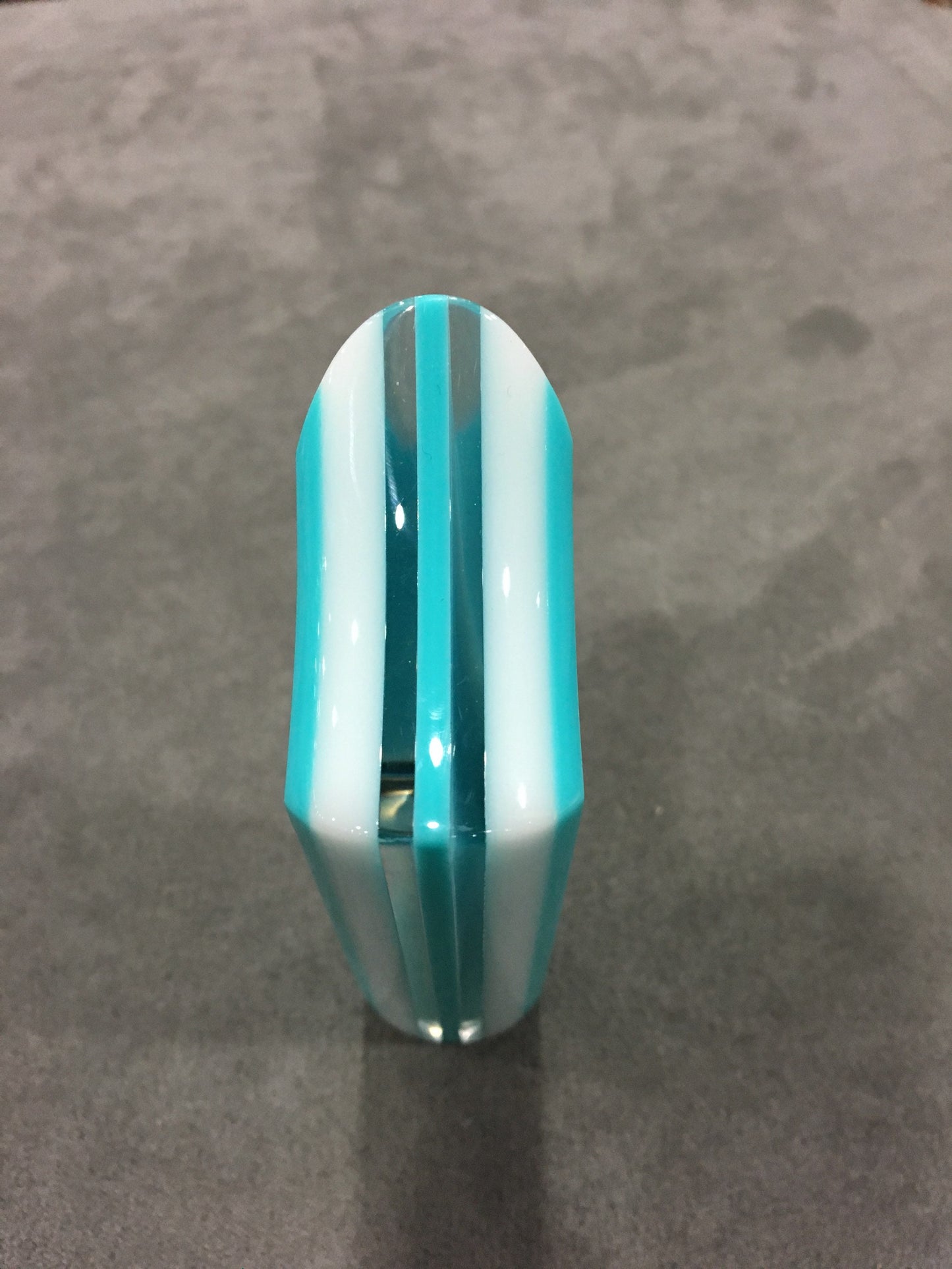Turquoise with white. SHIFTER KNOB, Universal Fit.  With layers of white and clear.  For your Hot Rod, Rat Rod, Cool Ride, Sports Car