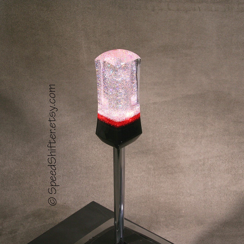 Holographic Shift Knob: Red & Black Acrylic Car Shifter