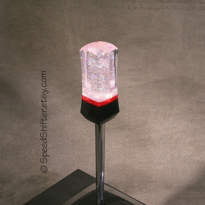 Holographic Shift Knob: Red & Black Acrylic Car Shifter