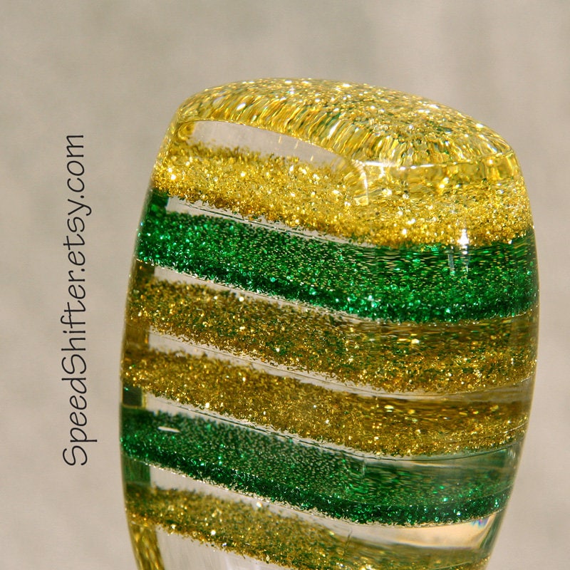 GOLD GREEN METALFLAKE, Shift Knob, Specific Thread Mount or Universal Fit.  For your Hot Rod, Rat Rod, Cool Ride, Sports Car