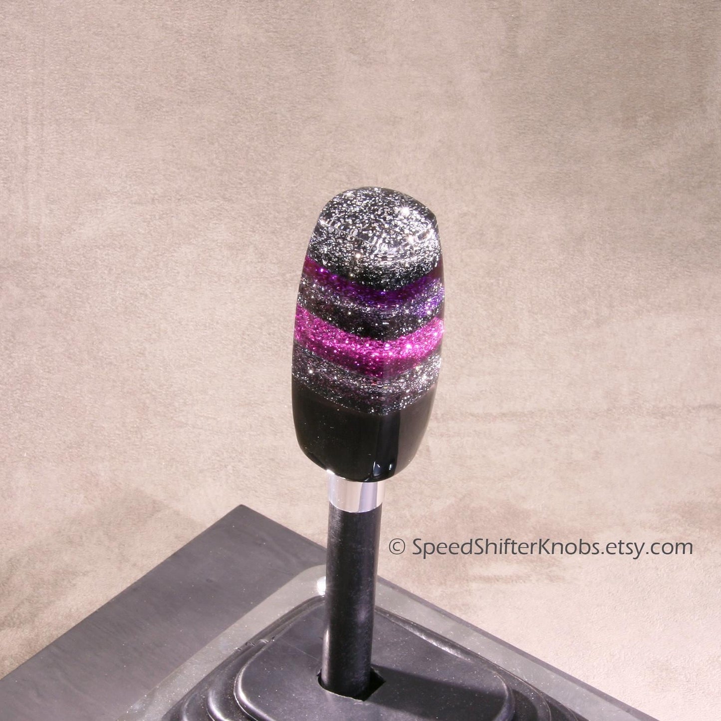 Purple Violet and Silver/Black MetalFlake SHIFT KNOB, Specific Thread or Universal Fit.  For your Hot Rod, Rat Rod, Cool Ride, Sports Car