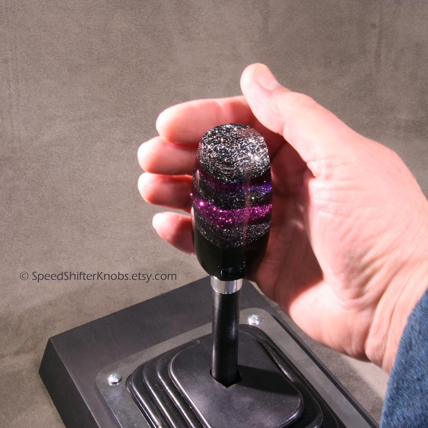 Purple Violet and Silver/Black MetalFlake SHIFT KNOB, Specific Thread or Universal Fit.  For your Hot Rod, Rat Rod, Cool Ride, Sports Car