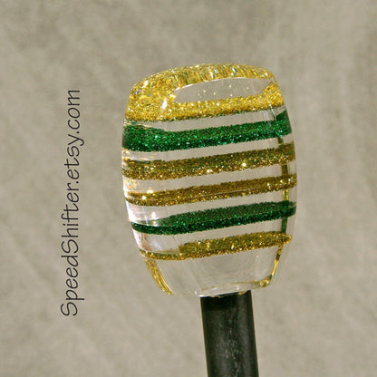 GOLD GREEN METALFLAKE, Shift Knob, Specific Thread Mount or Universal Fit.  For your Hot Rod, Rat Rod, Cool Ride, Sports Car