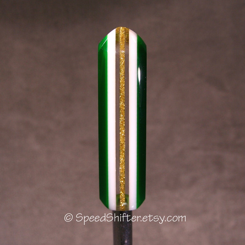 Green with Gold Metalflake. SHIFTER KNOB, Specific Thread Mount or Universal Fit.  For your Hot Rod, Rat Rod, Cool Ride, Sports Car
