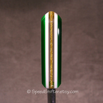 Green with Gold Metalflake. SHIFTER KNOB, Specific Thread Mount or Universal Fit.  For your Hot Rod, Rat Rod, Cool Ride, Sports Car