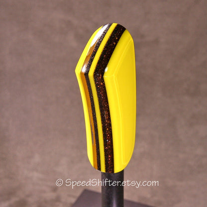 Yellow and Root Beer Brown. SHIFT KNOB, Thread Mount or Universal Fit. For your Hot Rod, Rat Rod, Cool Ride, Sports Car