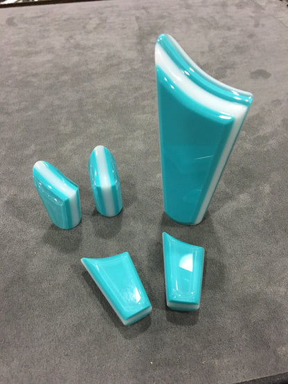 Turquoise with white. SHIFTER KNOB, Universal Fit.  With layers of white and clear.  For your Hot Rod, Rat Rod, Cool Ride, Sports Car