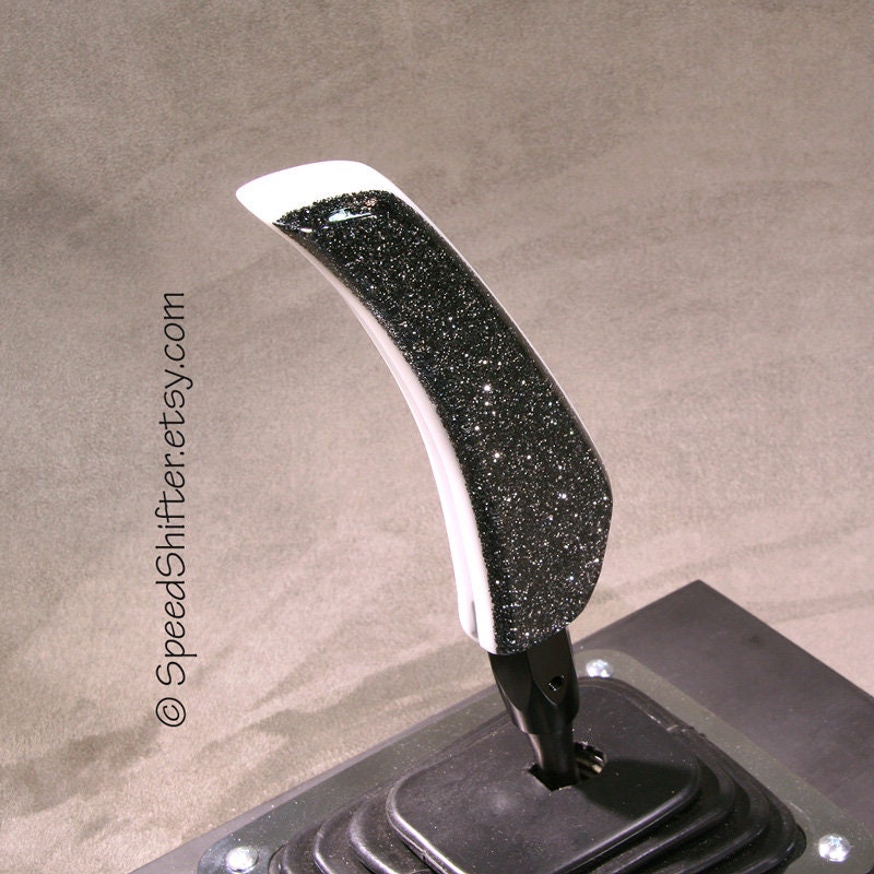 BLACK Metal Flake SHIFT KNOB, With Layers of White and Clear.  For your Hot Rod, Rat Rod, Cool Ride, Sports Car, Fast Car