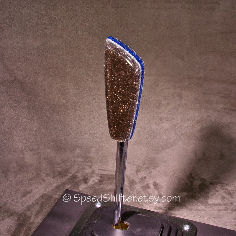 Electric Blue with Silver and Bronze SHIFT KNOB, Specific Thread Mount or Universal Fit.  For your Hot Rod, Rat Rod, Cool Ride, Sports Car