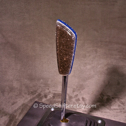 Electric Blue with Silver and Bronze SHIFT KNOB, Specific Thread Mount or Universal Fit.  For your Hot Rod, Rat Rod, Cool Ride, Sports Car