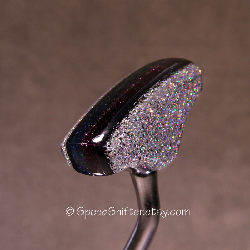 Silver Rainbow Holographic with Burgundy and Smoke. T-Handle SHIFT KNOB,  For your Hot Rod, Rat Rod, Cool Ride, Sports Car, Fast C