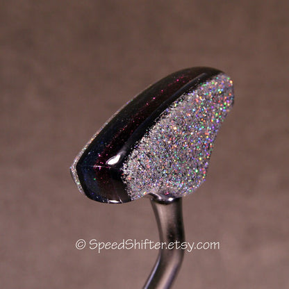 Silver Rainbow Holographic with Burgundy and Smoke. T-Handle SHIFT KNOB,  For your Hot Rod, Rat Rod, Cool Ride, Sports Car, Fast C