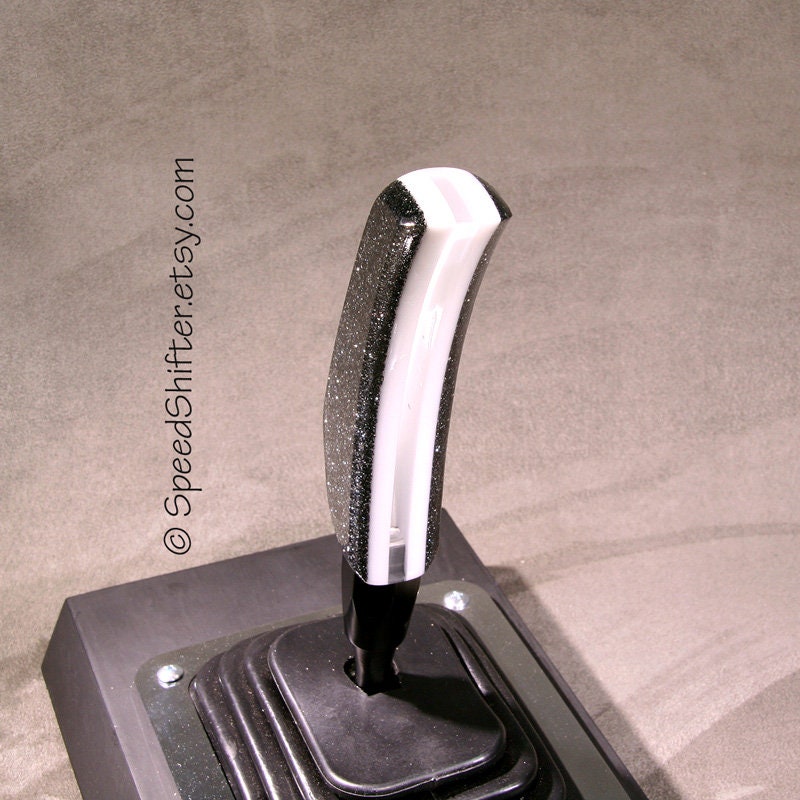 BLACK Metal Flake SHIFT KNOB, With Layers of White and Clear.  For your Hot Rod, Rat Rod, Cool Ride, Sports Car, Fast Car