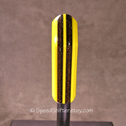 Yellow and Root Beer Brown. SHIFT KNOB, Thread Mount or Universal Fit. For your Hot Rod, Rat Rod, Cool Ride, Sports Car