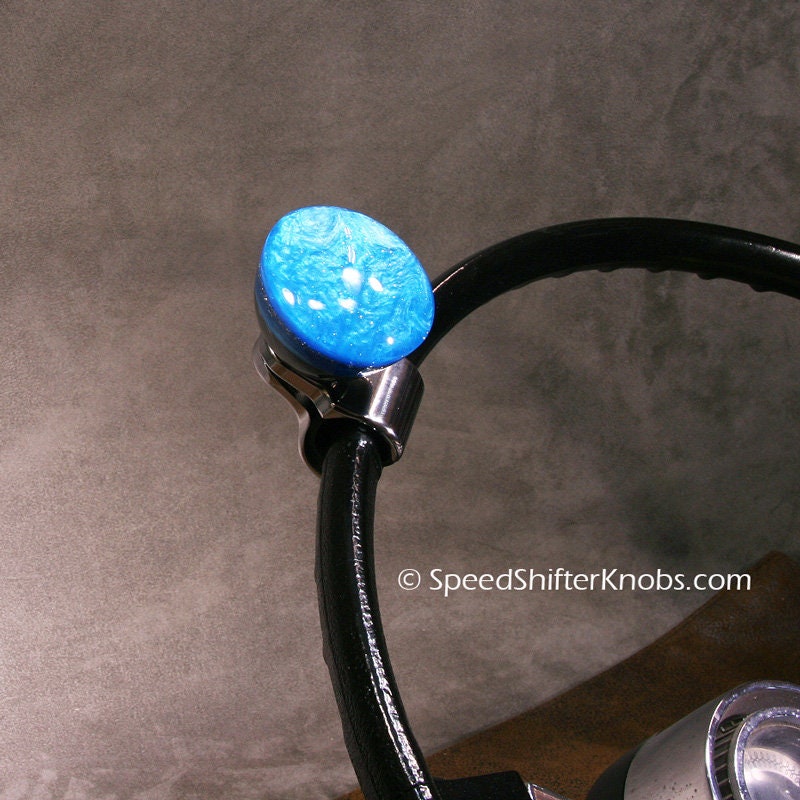 BRODY KNOB, Spinner Knob, Necker Knob, Handmade Marble Blue, or in Any Color Metalflake