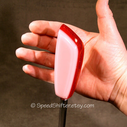 White and Red, SHIFT KNOB.  Metallic, Metal Flake, For your Hot Rod, Rat Rod, Cool Ride, Sports Car, Fast Car