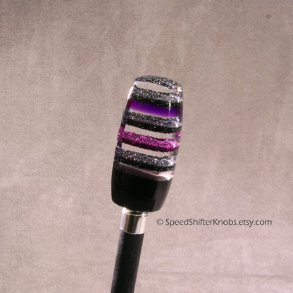 Purple Violet and Silver/Black MetalFlake SHIFT KNOB, Specific Thread or Universal Fit.  For your Hot Rod, Rat Rod, Cool Ride, Sports Car