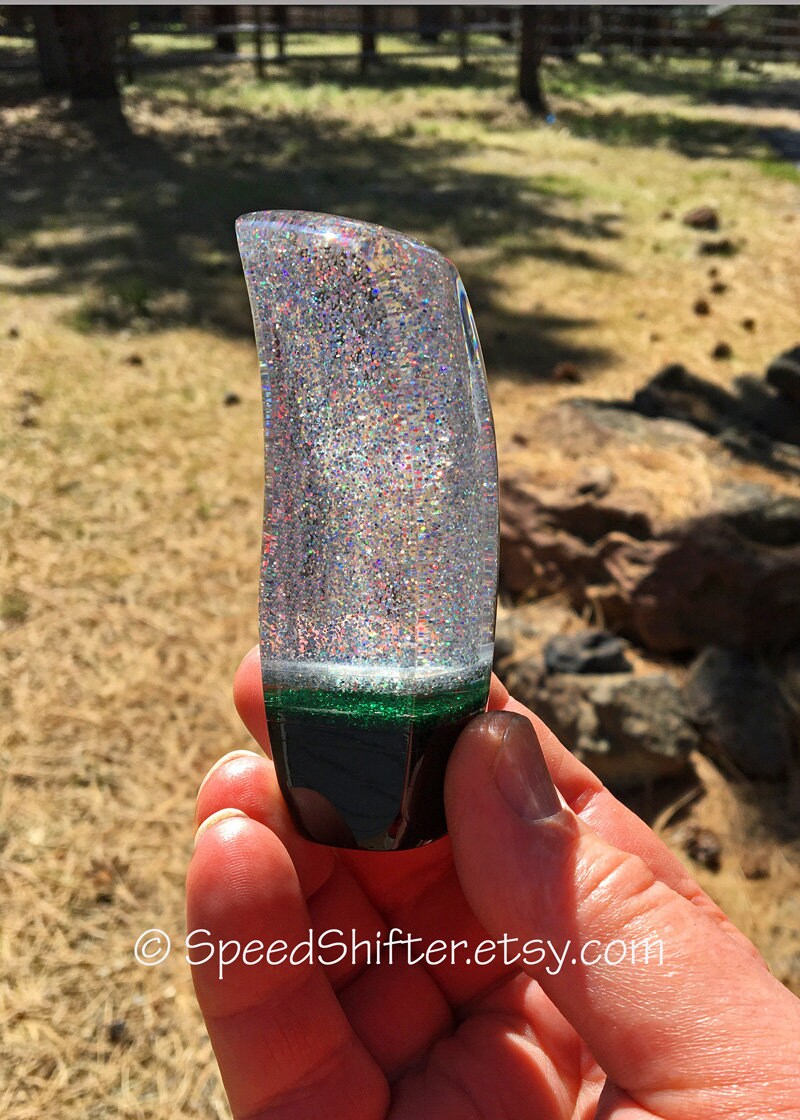 HOLOGRAPHIC with Green and Black. SHIFT KNOB, Specific Thread or Universal Fit.  For your Hot Rod, Rat Rod, Cool Ride, Sports Car, Fast C