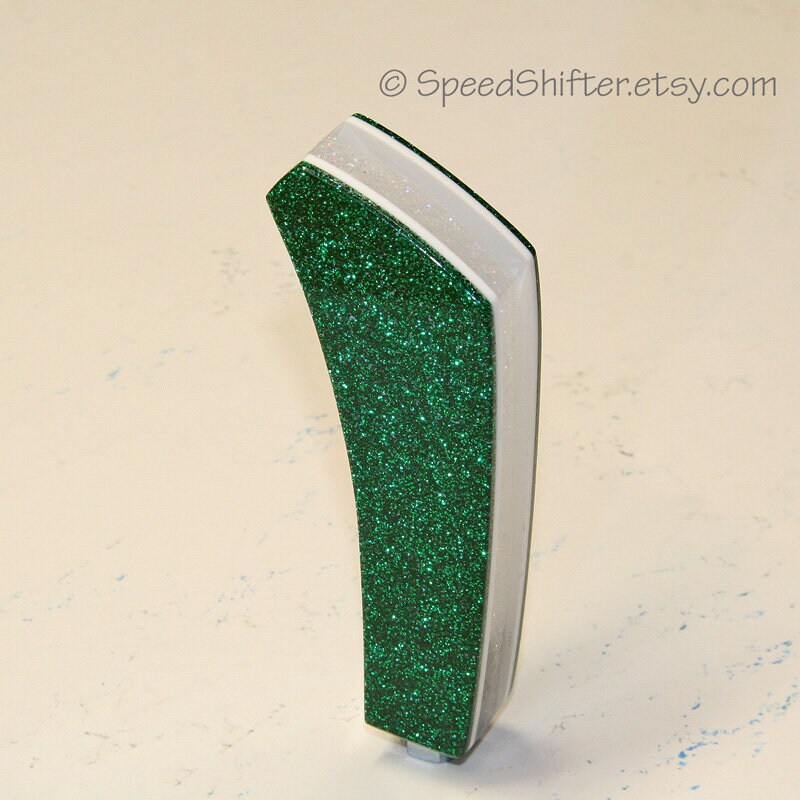 Kelly Green, Clear, White SHIFT KNOB.  Metallic, Metal Flake, For your Hot Rod, Rat Rod, Cool Ride, Sports Car, Fast Car