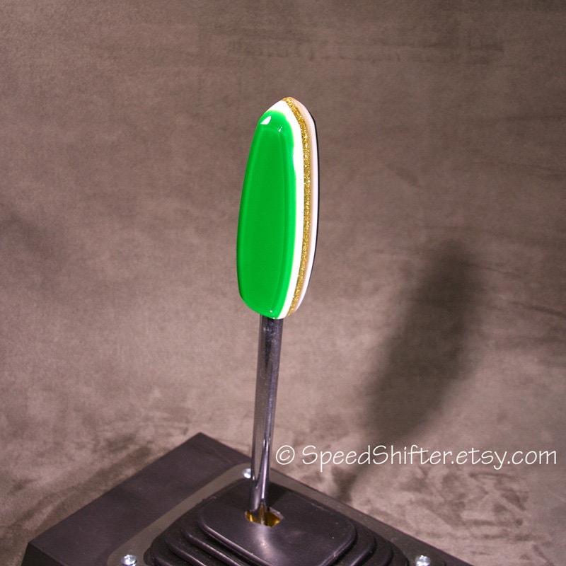 Green with Gold Metalflake. SHIFTER KNOB, Specific Thread Mount or Universal Fit.  For your Hot Rod, Rat Rod, Cool Ride, Sports Car