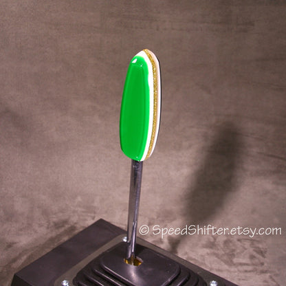 Green with Gold Metalflake. SHIFTER KNOB, Specific Thread Mount or Universal Fit.  For your Hot Rod, Rat Rod, Cool Ride, Sports Car