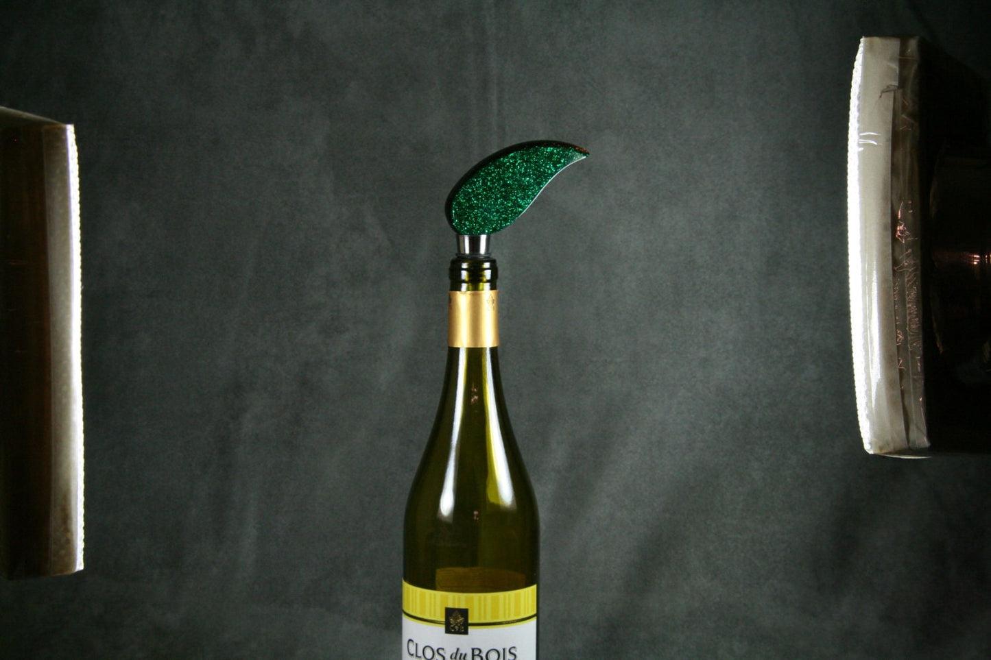 WINE BOTTLE STOPPER handmade in Glitter Green and Copper Color Acrylic