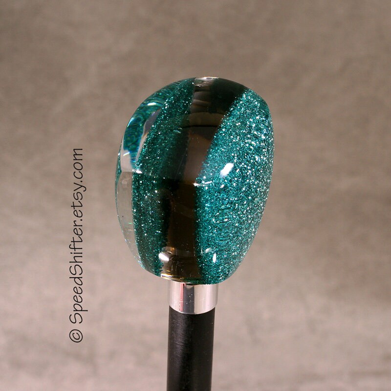 SAGE Green and Smoke Gray, SHIFT KNOB  Metallic, Metal Flake, For your Hot Rod, Rat Rod, Cool Ride, Sports Car, Fast Car