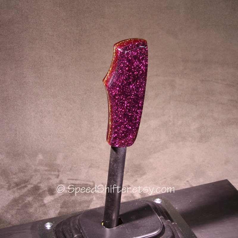Metal Flake PURPLE SHIFT KNOB, With Layers of Clear and Gold.  For your Hot Rod, Rat Rod, Cool Ride, Sports Car, Fast Car