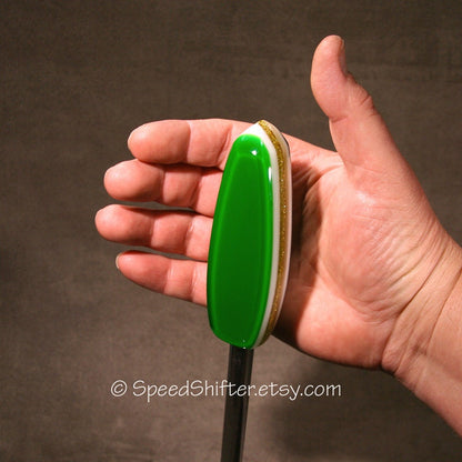 Green with Gold Metalflake. SHIFTER KNOB, Specific Thread Mount or Universal Fit.  For your Hot Rod, Rat Rod, Cool Ride, Sports Car