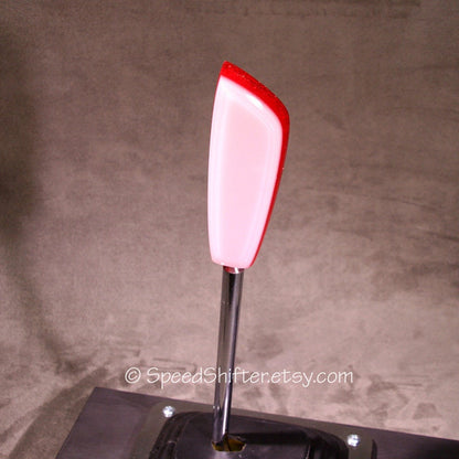 White and Red, SHIFT KNOB.  Metallic, Metal Flake, For your Hot Rod, Rat Rod, Cool Ride, Sports Car, Fast Car