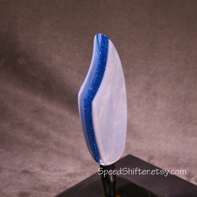 Pearl Silver with Metal Flake Blue SHIFT KNOB.  For your Hot Rod, Rat Rod, Cool Ride, Sports Car, Fast Car