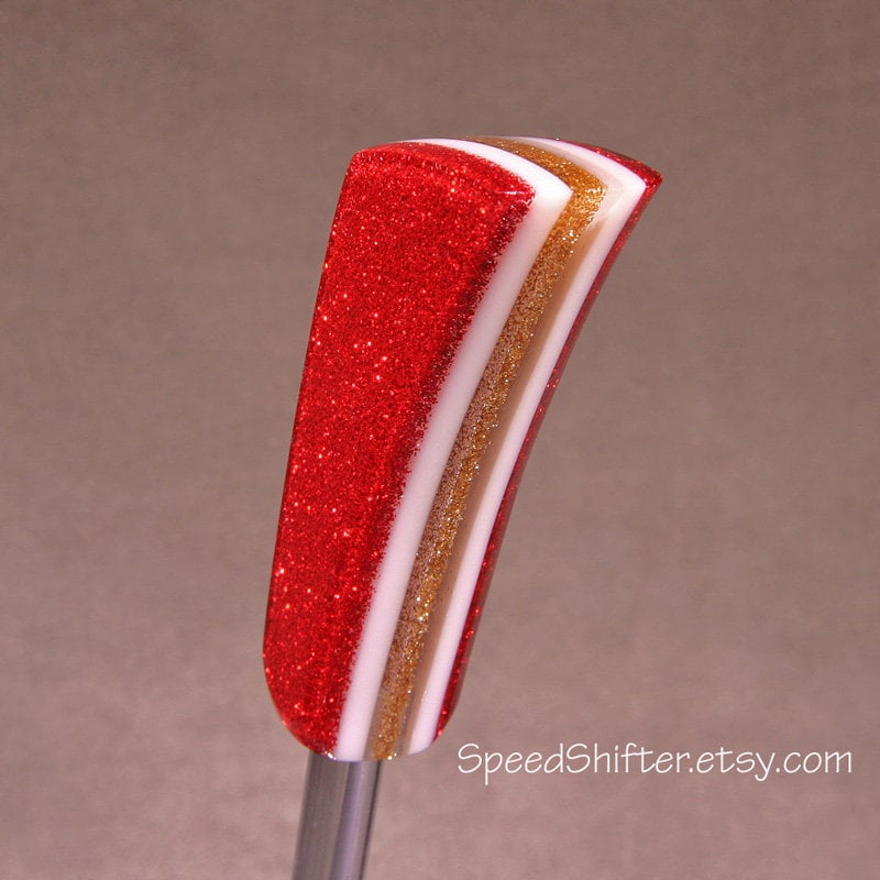 Red, Gold, White SHIFT KNOB.  Metallic, Metal Flake, For your Hot Rod, Rat Rod, Cool Ride, Sports Car, Fast Car