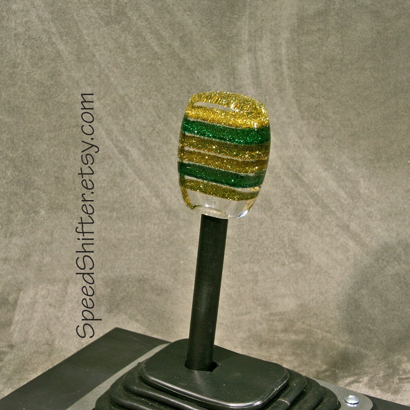 GOLD GREEN METALFLAKE, Shift Knob, Specific Thread Mount or Universal Fit.  For your Hot Rod, Rat Rod, Cool Ride, Sports Car