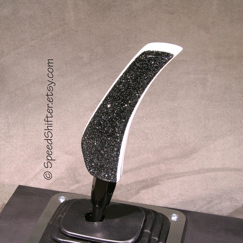 BLACK Metal Flake SHIFT KNOB, With Layers of White and Clear.  For your Hot Rod, Rat Rod, Cool Ride, Sports Car, Fast Car