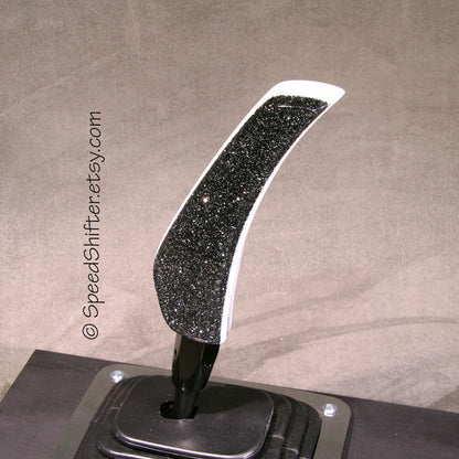 BLACK Metal Flake SHIFT KNOB, With Layers of White and Clear.  For your Hot Rod, Rat Rod, Cool Ride, Sports Car, Fast Car