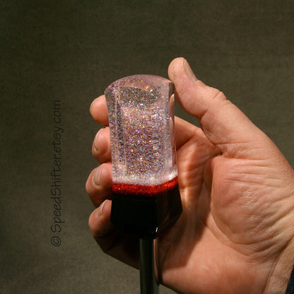 Holographic Shift Knob: Red & Black Acrylic Car Shifter