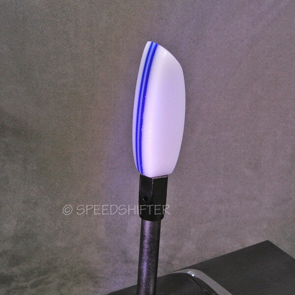Handmade Tall Acrylic Shift Knob: White & Blue, Specific Thread Mount or Universal Fit